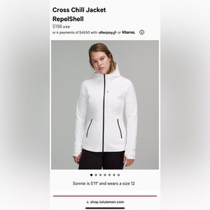 Lululemon Cross chill Jacket in White Size 8.  Repelshell jacket is waterproof